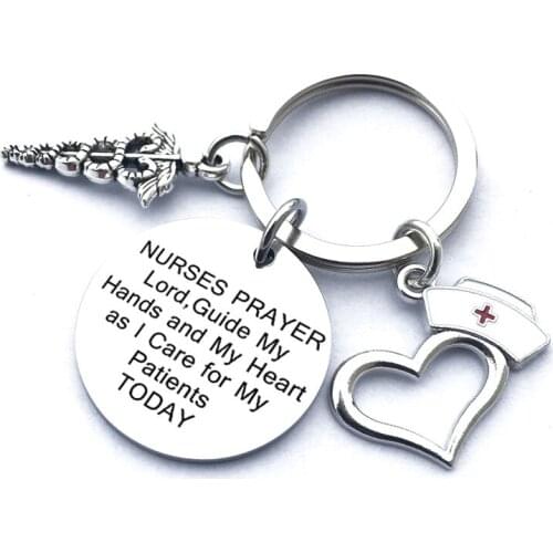 Stainless Steel Doctor-heart-cap Pendant Keychain Hospital-Nurse-Day Keyring Gift Women Bag Charm Key Ring Holder Jewelry