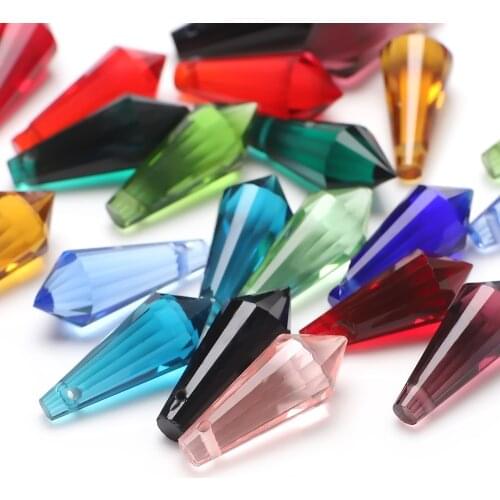 Pointed Drop Crystal Beads For Jewelry Making Bulk 20Pcs 8X20MM Tower Faceted Lampwork Glass Beading Pendant Charms DIY Crafts