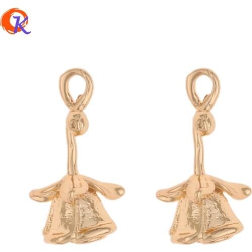 Cordial Design 30Pcs 11*20MM Jewelry Accessories/DIY Earrings/Rose Shape Pendant/Genuine Gold Plating/Hand Made/Earring Findings