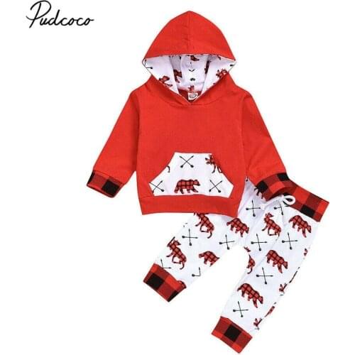 2019 Baby Spring Autumn Clothing Xmas Newborn Baby Boys Girl Christmas Clothes Hooded Pocket Bodysuit Hat Outfit Costume 3-18M
