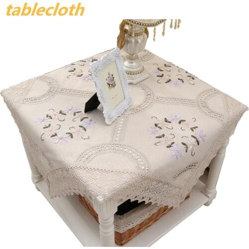 European Pastoral Hand Crochet Cotton Tablecloth Bedroom Balcony Small Round Dining Table Kitchen Christmas Wedding Decoration