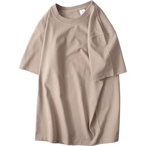 Cotton Oversized T-Shirt Women Harajuku Basic Loose Coffee Brown Short Sleeve Tees Soft Female Solid Tops Khaki Summer Jumper