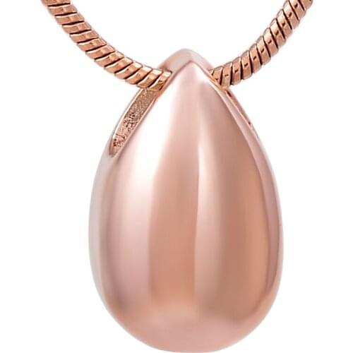 IJD8396 Little Blank Teardrop Stainless Steel Memorial Urn Jewelry Engravable Rose Gold Cremation Keepsake Necklace for Women