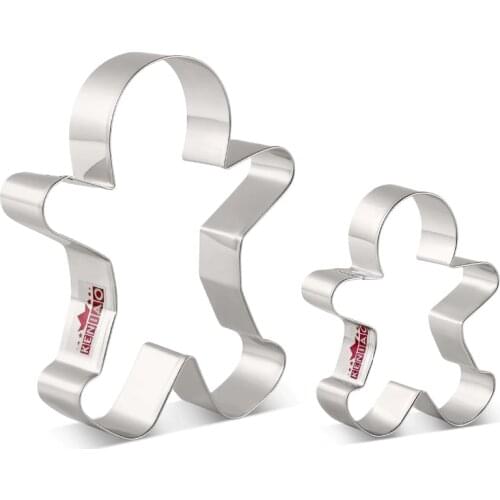 KENIAO Christmas Gingerbread Man Cookie Cutter Set - 2 Piece - Large: 10.7 x 13 cm / Medium: 9.7 x 8.5 cm
