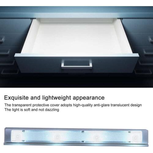 Vibration Sensor Light 4 LED Drawer Closet Cabinet Lamp for Reading Study Working Cupboard