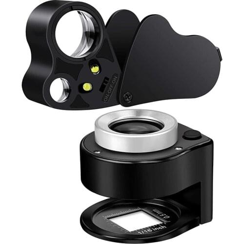 Illuminated Jewelers Loupe 30X 60X Portable Eye Loupe Magnifier Lighted Magnifying Glass with Bright LED Light for Gems