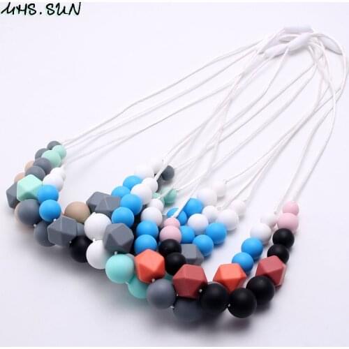 MHS.SUN Cute Baby and Mother Silicone Beads Teething Necklace Safe Chewable Nursing Necklace Food Grade Infant Toys Jewelry Gift