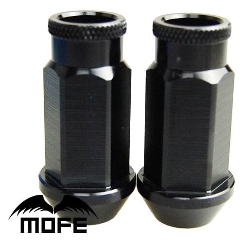 Mofe 20pcs/set 50mm Wheel Lug Nuts Universal JDM Racing extended wheel lock nuts Aluminum Alloy M12*1.25 (P:1.25 L:50MM) Black