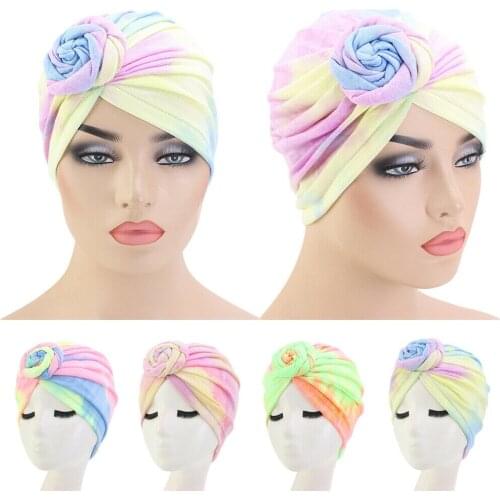 Muslim Women Indian Beanie Turban Hat Knot Head Cover Islamic Hair Loss Cancer Chemo Ladies Arab Headwear Bonnet Caps Hats Arab