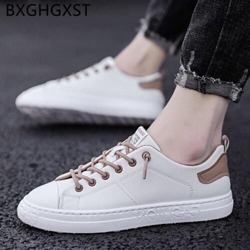 White Shoes Men 2020 Harajuku Summer Shoes Men Brand Breathable Slip on Fashion Men Shoes Leather Zapatillas Casual Hombre Buty