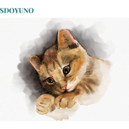 SDOYUNO 60x75cm Oil Paint By Numbers Frame Animals DIY Painting By Numbers Kits Cats Digital Hand Painting On Canvas Home Decor