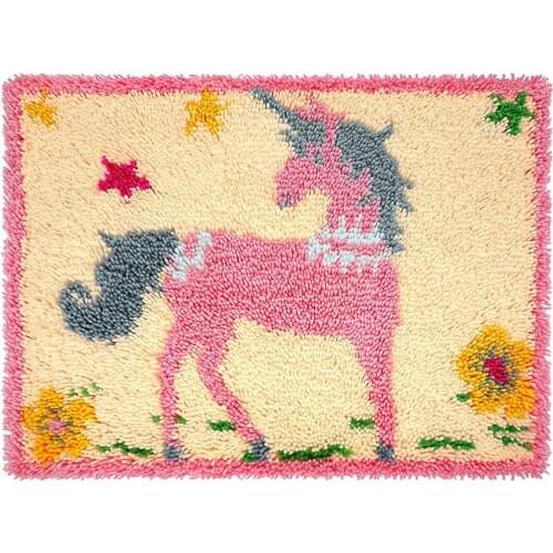 Latch hook kit Carpet embroidery set with Pre-Printed Pattern Crafts for adults knotted carpet kit Unicorn Home Decoration