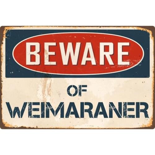 StickerPirate Beware of Weimaraner 8 x 12 Vintage Aluminum Retro Metal Sign VS434
