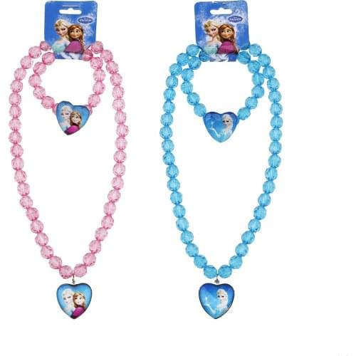 2 pcs/lot 2019 new childrens doll accessories necklace + bracelet Frozen high-end accessories girl birthday gift