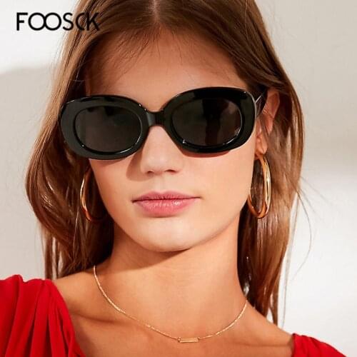 FOOSCK Men Women Oval Sunlasses UV400 Protection Sexy Ladies Vintage Gradient Leopard Glasses Retro Shades