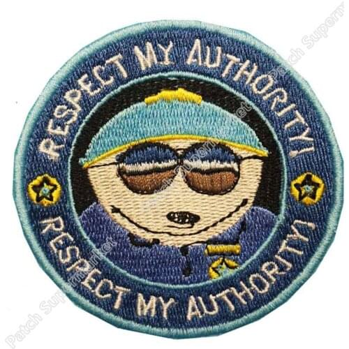 3" Officer Cartman Respect My Authority Uniform TV Movie Series Embroidered IRON ON and SEW ON Cool Patch Badge