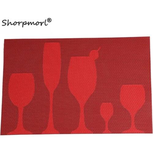 Luxury Wineglass Jaquard Dining Table Placemat Stain Resistant Anti-Slip PVC Coaster Pad Home Hotel Use Vinyl Food Mat 30x45CM