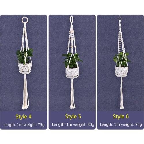 Hanging Basket Net Bag DIY Hand-woven Bohemian Style Cotton Rope Long Tassel Plant Decoration