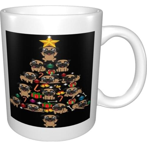 Awesome Pug Christmas Tree Funny Xmas Pug Mug Coffee Cup Coffee Mug Coffee Mug Set Of 6 Drinkware Glass