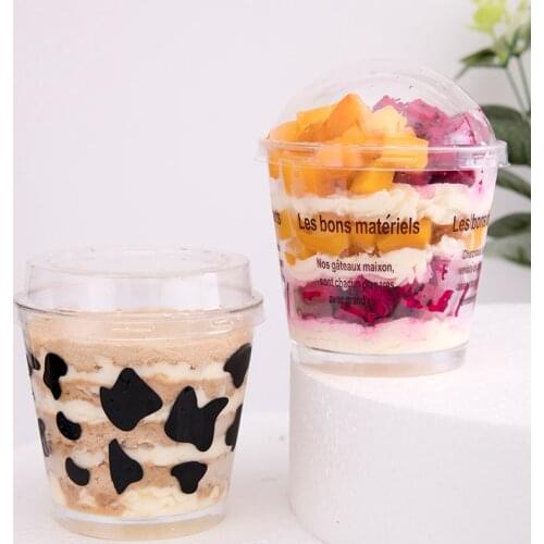 Transparent Pudding Cake Box Mousse Dessert Pastry Baking Tool Mold Ice Cream Tray Food Grade Plastic Tiramisu Cup With Lid20pcs
