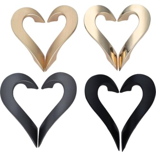 2pcs/1pair Heart shaped Handle Invisible Brass Knob 64mm/96mm Pull Golden/Black/Grey romantic style Cupboard Drawer w/screws