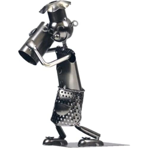 Handmade Iron Art Walking Man Wine Rack Wine Bottle Holder Champagne Stand Bar Shelf Beer Storage Organizer Interior Crafts