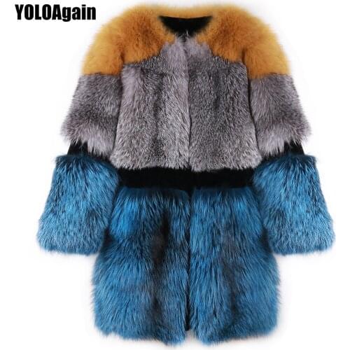 YOLOAgain Winter Warm Full Pelt Women Real Fox Fur Coat Jacket