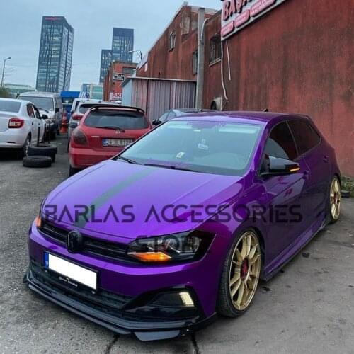 For Volkswagen Polo Mk6 Batman Mirror Cover 2018 2019 2020 2021 Piano Black 2 Pcs. Right-Left