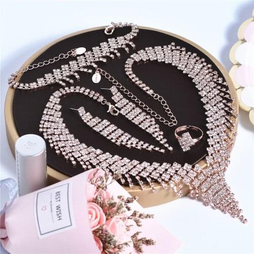 New Crystal Rhinestone Necklace Womens Wedding Accessories Silver/Gold Chain Prom Wedding Luxury Fashion Jewelry Collier Femme