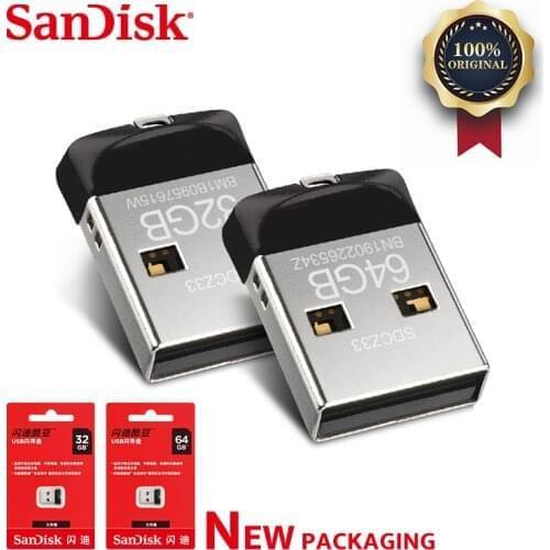 100% Original SanDisk USB Flash Drive Cruzer Fit CZ33 Pen Drive 16GB 32GB 64GB 128GB USB 2.0 memory stick U Disk Key Pendrive