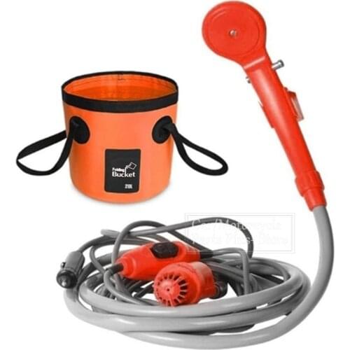 12v Portable Bucket Car Washer Camping Shower Dc Car Shower High Pressure Power Washer Electric Pump Outdoor Camping Travel Pet