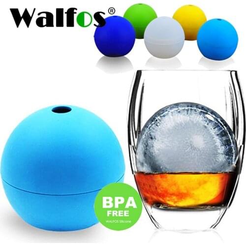 WALFOS 2Pcs Food Grade Large Whisky Ice Ball 6cm Round Whisky Silicone Ice Ball Mold Big Sphere Ice Mould Whiskey Ice Ball Maker