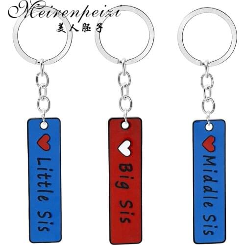 3pcs /set New Big Sis Lil Sis Key Chain Gift for Sister Friends Anniversary Festival Jewelry Silver Color KeyChains
