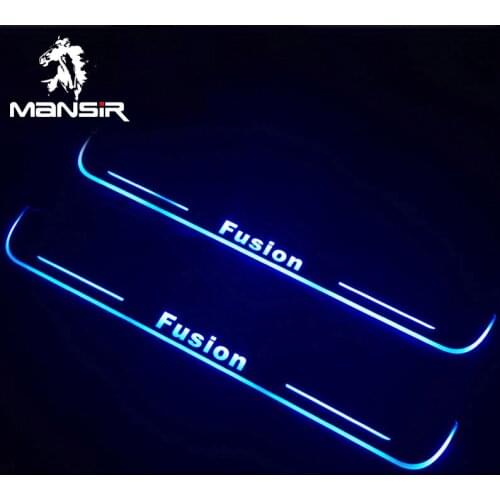 4PCS Door Acrylic Sill Plate Guard For Ford Fusion 2015 2016 2017 2018 2019 2020 Pedal Pathway Welcome Car Scuff Led Lights