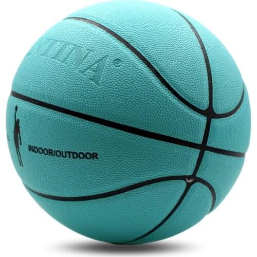 Basketball Ball Official Size7 Soft Leather Basketball PU Match training ball Lake Blue(Ball net inflator with needle