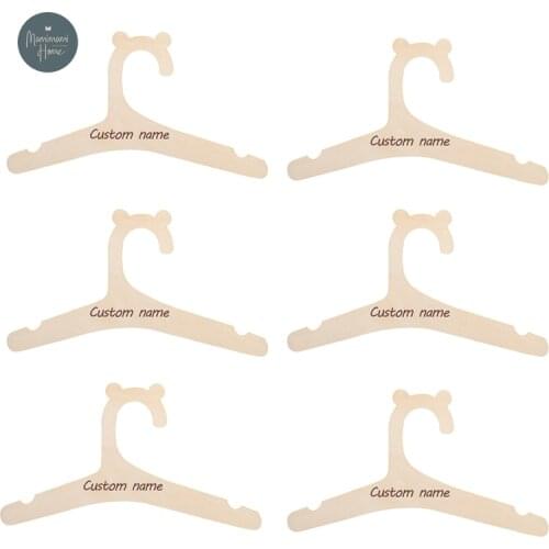 Custom Name Bear Wooden Clothes Hanger Kids Baby Animal Cartoon Hanger Rack Home Room Nursery Decor for Kids Present