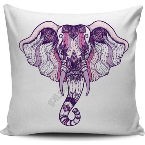 Purple Mandala Elephant 3D printed Pillow Case Polyester Decorative Pillowcases Throw Pillow Cover Double-sided printed
