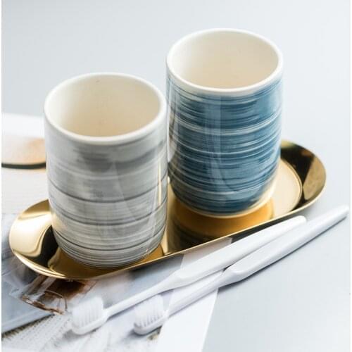 Simple Handmade Ceramic Cup Storage Tray Household A Pair Of Wash Suit Lovers Mouthwash cup Hotel Tooth Jar Cups