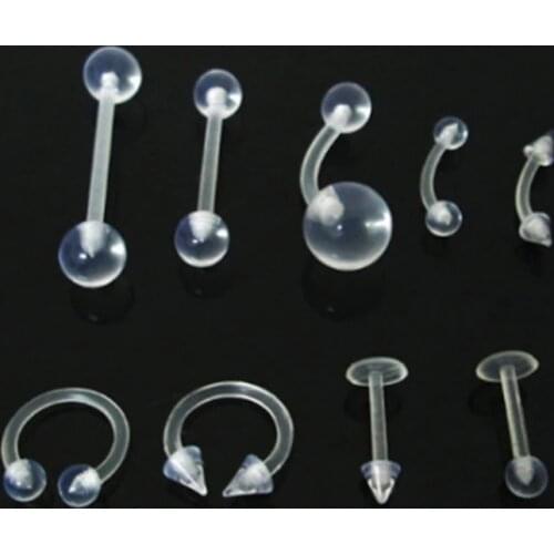 2Pcs/Lot Acrylic Transparent Navel Ring Eyebrow Nail Nose Ring Body Piercing Jewelry For Women Septum Piercing Clip Jewelry Gift