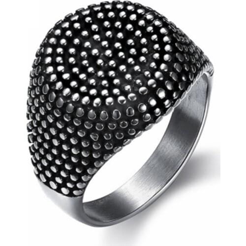 Classic Punk Round Black Bumps Dots Ring Vintage High Quality Metal Men Rock Biker Jewelry