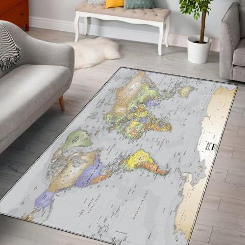 Nordic world map carpet Living room large carpet bedroom floor mat 3D print map grey rugs for kids room soft play mat home decor