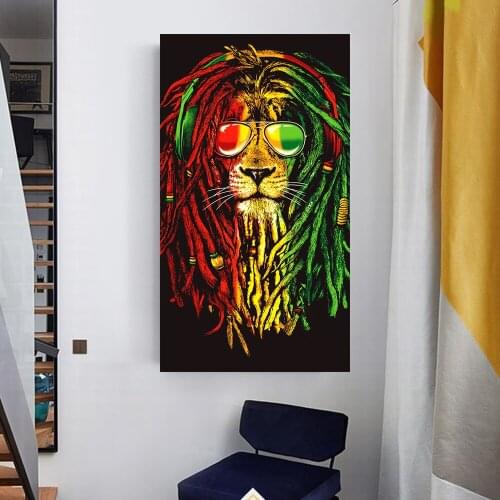 Colorful Lions With Sunglass Wall Art Posters Abstract Graffiti Lion Art Canvas Paintings Nordic Art Picture For Kids Room Decor