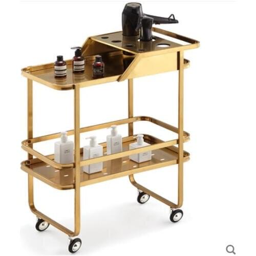 Beauty salon trolley stainless steel trolley foldable mobile hair salon ironing and dyeing barber shop beauty salon tool car