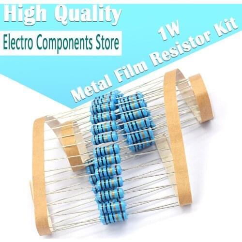 300Pcs/Lot 30Values 1% 1W Metal Film Resistor Assorted Kit 1K~820K Ohm 1K 1K5 2K 2K7 3K3 10K 15K 20K 27K 33K 100K 150K 200K 270K