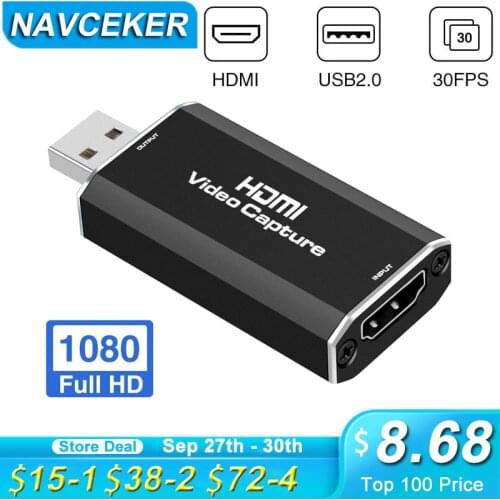 Mini HD 1080P HDMI To USB 2.0 Video Capture Card Game Recording Box for Rullz Computer Youtube OBS Etc. Live Streaming Broadcast