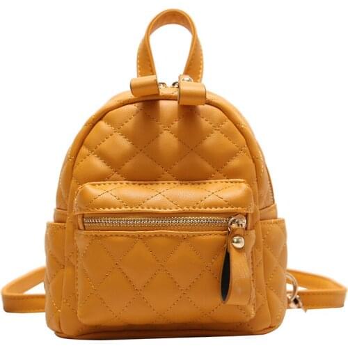 Fashion Thread Girls Shoulder Bag Summer PU Leather Mini Diamond Lattice Small Backpack