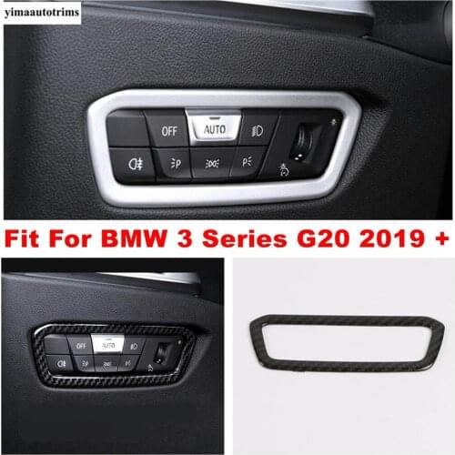 Head Lights Lamps Headlight Switch Button Panel Cover Trim Fit For BMW 3 Series G20 2019 - 2021 ABS Matte / Carbon Fiber Look