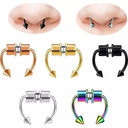 OTOKY 2021 New Nose Ring Reusable Alloy Fake Magnetic False Nose Ring Horseshoes Non Piercing Rings Jewelry For Party Bar Gifts