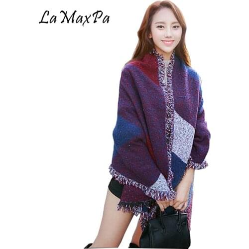 LaMaxPa New Designer Fashion Magic Spring Winter Scarf Womens Cashmere Stole Shawls Femme Elegant Cape Mujer Chal Bufanda