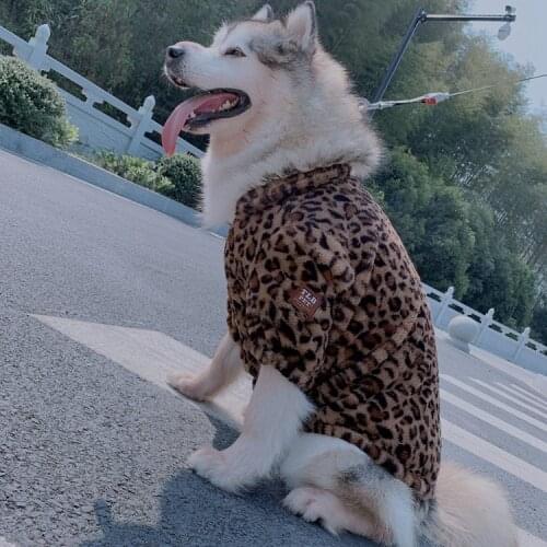 Large Dog Coat Leopard Style Pet Dog Jacket Labrador Retriever Clothes Warm Winter Husky Clothing Dogs Pets Costume Dropship